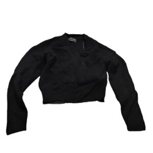 Modern Citizen Black Criss Cross Faux Wrap V Neck Sweater Top Sz M
